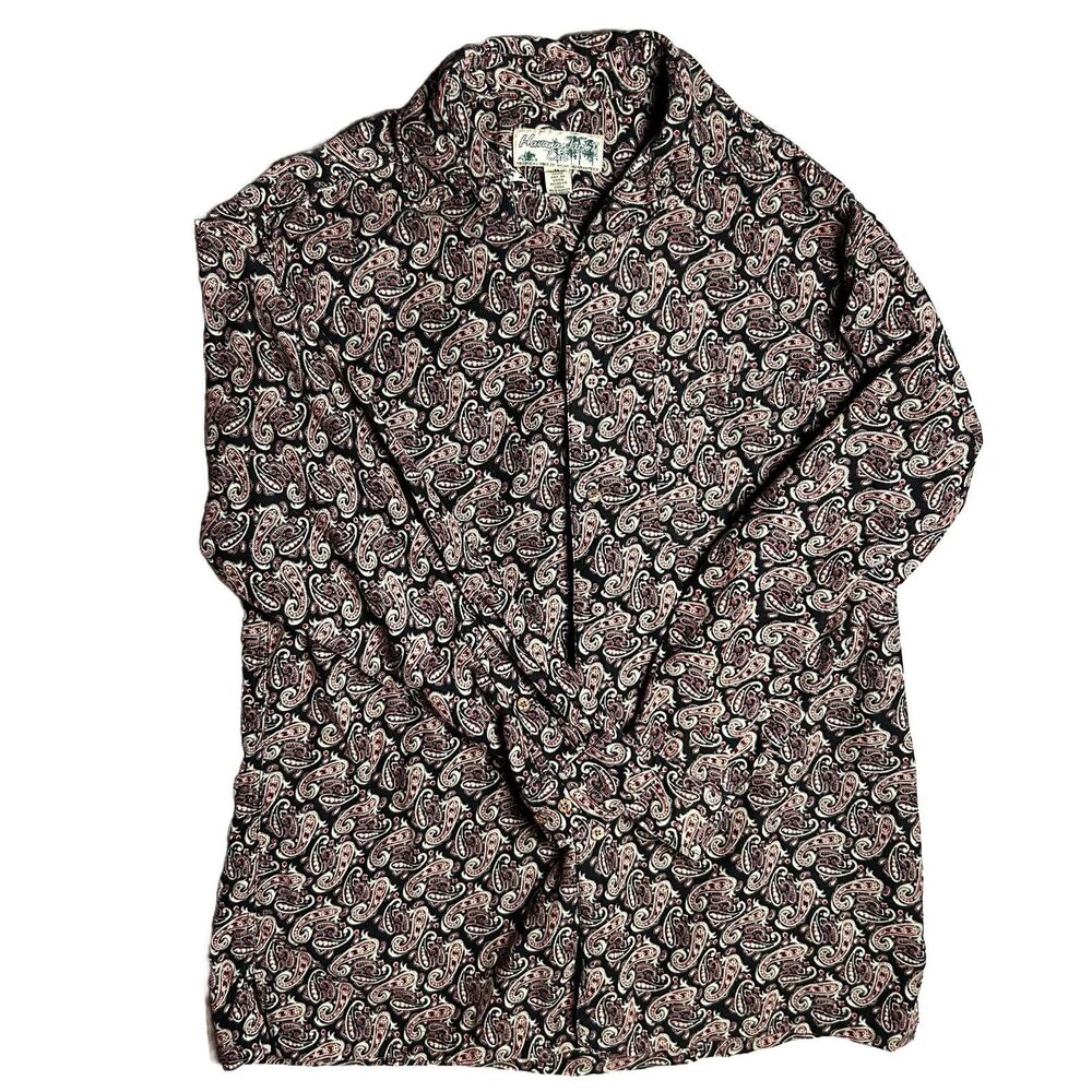 Havana Jacks Cafe Men's Size Medium Button Paisley Corduroy Long‎ Sleeve Shirt